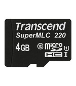 Transcend 4GB microSDHC220I UHS-I U1 (Class 10) SuperMLC průmyslová paměťová karta, 80MB/s R, 45MB/s W, černá