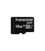 Transcend 16GB microSDHC420T UHS-I U1 (Class 10) 3K P/E paměťová karta, 95MB/s R, 70MB/s W, černá, tray balení
