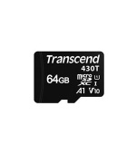 Transcend 64GB microSDXC430T UHS-I U1 (Class 10) V10 A1 3K P/E paměťová karta, 100MB/s R, 70MB/s W, černá, tray balení