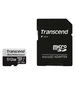 Transcend 512GB microSDXC 340S UHS-I U3 V30 A2 3D TLC (Class 10) paměťová karta (s adaptérem), 160MB/s R, 125MB/s W