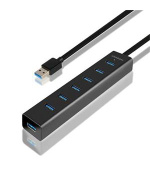 AXAGON HUE-SA7BP, 7x USB3.0 ALU CHARGING hub vč. AC adapteru