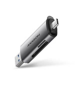 AXAGON CRE-SAC, USB3.2 Gen1 Type-C + Type-A externí čtečka karet SD/microSD, podpora UHS-I