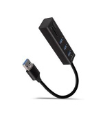 AXAGON HMA-CR3A, USB 3.2 Gen 1 hub, porty 3x USB-A + čtečka karet SD/microSD, kovový, kabel USB-A 20cm