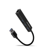 AXAGON HMA-GL3A, USB 3.2 Gen 1 hub, porty 3x USB-A + Gigabit Ethernet, kovový, kabel USB-A 20cm