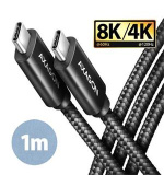 AXAGON BUCM432-CM10AB, NewGEN+ kabel USB-C <-> USB-C, 1m, USB4 Gen 3×2, PD 100W 5A, 8K HD, ALU, oplet, černý