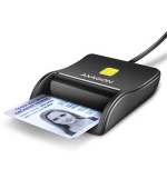 AXAGON CRE-SM3N, USB-A FlatReader čtečka kontaktních karet Smart card (eObčanka), kabel 1.3m
