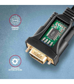AXAGON ADS-1PQN, USB-A 2.0 - sériový RS-232 DB9-M FTDI adaptér / kabel 1.5m
