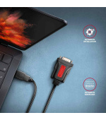 AXAGON ADS-1PSN, USB-A 2.0 - sériový RS-232 DB9-M Prolific adaptér / kabel 1.5m