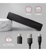 AXAGON EE25-GTR, USB-C 10Gbps - SATA 6G 2.5" RIBBED box, černý