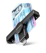 AXAGON CRE-SMPC Skládací kapesní USB-C čtečka kontaktních Smart karet. Vhodná pro aplikaci eObčanka