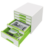 LEITZ Zásuvkový box  WOW CUBE, 5 zásuvek, bílá/zelená