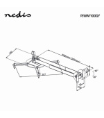 Nedis PJWM100GY - Nástěnný držák projektoru| | 360° | Max. 10 kg |  314 - 500 mm | Stříbrná barva