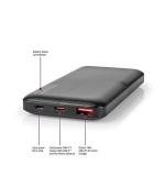 Nedis UPBKPD10000BK - Powerbanka | 10000 mAh | Výstup 1x USB-A / 1x USB-C™ | Vstup 1x Micro USB / 1x USB-C™ | PD2.0 18W
