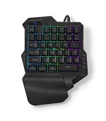 Nedis GKBDS110BK - Kabelová Herní Klávesnice  | USB-A | Membránové Keys | RGB | Jednoruční| Délka kabelu: 1.6 m