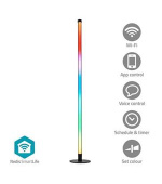 Nedis WIFILD20RGBW - Stojací Světlo| Wi-Fi | Tube | 180 lm | RGBIC / Teplé až chladné bílé | 2700 - 6500 K | 10 W | Kov