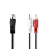 Nedis CAGL20200BK10 - Audiokabel DIN | DIN 5-pin Zástrčka - 2x RCA Zástrčka | 1 m | Černá