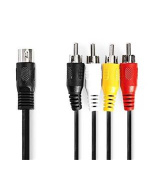 Nedis CAGL20400BK10 - Audiokabel DIN | DIN 5-pin Zástrčka - 4x RCA Zástrčka | 1 m | Černá