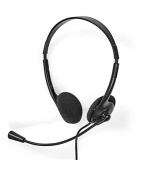 Nedis CHSTU110BK - PC sluchátka| Na Uši | Stereo | USB Typ-C ™ / USB-A | Sklopnou Mikrofon | Černá
