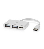 Nedis CCGB64785WT01 - USB hub| 1x USB-C™ | 1x USB-C™ / 2x USB 2.0 A Female | 3 Porty port(s) | Napájení z USB