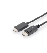 Digitus kabelový adaptér DisplayPort, DP - HDMI typu A, M / M, 2,0 m, s blokováním, DP 1.2_HDMI 2.0, 4K / 60Hz, CE, bl