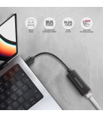 AXAGON ADE-AR, USB-A 3.2 Gen 1 - Gigabit Ethernet síťová karta, Realtek 8153, auto instal