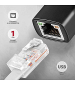 AXAGON ADE-ARC, USB-C 3.2 Gen 1 - Gigabit Ethernet síťová karta, Realtek 8153, auto instal