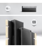 AXAGON PCEM2-XS, PCIe x16 - M.2 NVMe M-key slot adaptér, kryt s chladičem pro pasivní chlazení