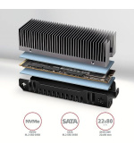 AXAGON CLR-M2XT, hliníkový pasivní chladič pro jedno i oboustranný M.2 SSD disk, výška 24 mm