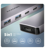 AXAGON HMC-5H60, USB 5Gbps hub, porty 2x USB-A, 1x USB-C, HDMI 4k/60, PD 100W, kabel USB-C 15cm