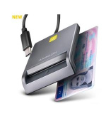 AXAGON CRE-SM3TC, USB-C FlatReader čtečka kontaktních karet Smart card (eObčanka), kabel 1.2m