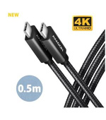 AXAGON BUCM32-CM05AB, SPEED+ kabel USB-C <-> USB-C, 0.5m, USB 20Gbps, PD 100W 5A, 4K HD, ALU, oplet, černý