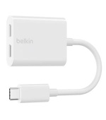 Belkin USB-C adaptér/rozdvojka - USB-C napájení + USB-C audio / nabíjecí adaptér, bílá