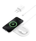 Belkin BOOST CHARGE™ PRO Qi2 2v1 Magnetická nabíjecí podložka pro iPhone/AirPods, bílá