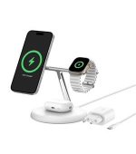 Belkin BOOST CHARGE™ PRO Qi2 3v1 Bezdrátové nabíjení pro iPhone/Apple Watch/AirPods, bílá