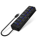 CONNECT IT Mighty Switch 2 USB-A hub, (4xUSB-A 3.0, 3xUSB-A 2.0), externí, ČERNÝ