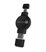 CONNECT IT WatchTravelCharge bezdrátová nabíječka Qi (Apple,Samsung) USB-A/USB-C, ČERNÁ