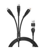 CONNECT IT Wirez 6in1 2x USB-C, 1x Lightning, 1,25 m, ČERNÝ
