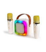 CONNECT IT 2Mic bezdrátový mini party karaoke reproduktor + 2 x mikrofon,BT,USB,USB-C/Micro SD, 3,5mm jack, 5W, BÉŽOVÝ