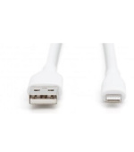 Digitus USB Silicone charging cable, USB-A - Lightning 0,5m, USB 2.0, 12W, white