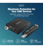 DIGITUS USB 3.2 Gen1 Fiber Extender, 5 Gbps, 4 porty: 3x USB-A / 1x USB-C, 300m