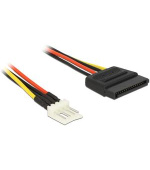 Delock napájecí kabel SATA 15 pin samec > 4 pin floppy samec 15 cm