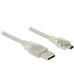Delock Kabel USB 2.0 Typ-A samec > USB 2.0 Mini-B samec 5m transparentní