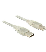 Delock Kabel USB 2.0 Typ-A samec > USB 2.0 Typ-B samec 5m transparentní