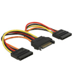 Delock Napájecí kabel SATA 15 pin samec > 2 x Power SATA 15 pin samice 15 cm