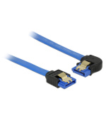 Delock Cable SATA 6 Gb/s receptacle straight > SATA receptacle left angled 30 cm blue with gold clips