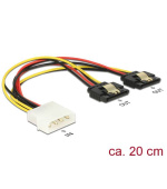 Delock Napájecí kabel Molex 4 pin samec > 2 x SATA 15 pin samice kovová spona 20 cm