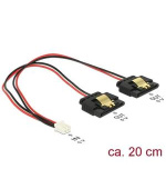Delock Napájecí kabel 2 pin samice > 2 x SATA 15 pin samice (5 V) kovová spona 20 cm
