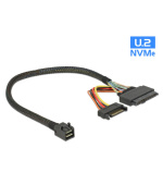 Delock Kabel SFF-8643 samec > U.2 SFF-8639 + napájecí konektor SATA 30 cm