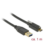Delock Cable SuperSpeed USB 10 Gbps (USB 3.1 Gen 2) Type-A male > USB Type-C™ male with screw on top 1 m black