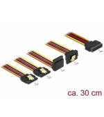 Delock Kabel SATA 15 pin napájecí samec s aretací > SATA 15 pin napájecí samice 2 x přímý / 1 x dolů / 1 x nahoru 30 cm